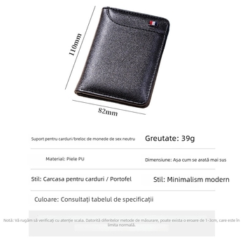 Portofel masculin din PU, design vertical, buzunar pentru permisul de conducere și compartiment pentru carduri