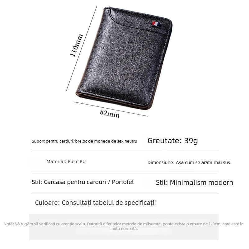 Portofel masculin din PU, design vertical, buzunar pentru permisul de conducere și compartiment pentru carduri