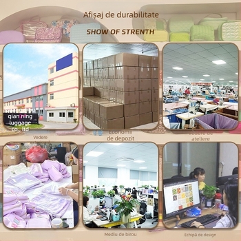 Geantă cosmetică cu model în dungi, material poliester, închidere cu fermoar, formă orizontală pătrată, compartiment intern pentru documente