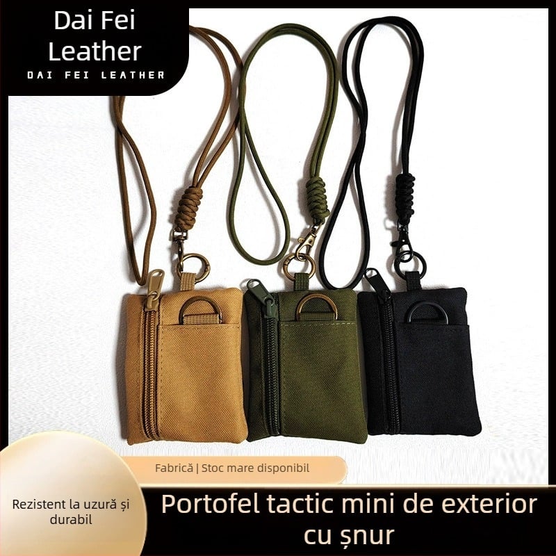 Portofel tactic pentru monede, mini suport pentru carduri, lanier multifuncțional pentru activități în aer liber, buzunar pentru căști și chei
