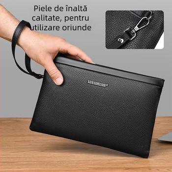 Geantă clutch pentru bărbați din piele de vițel, piele naturală, stil business elit