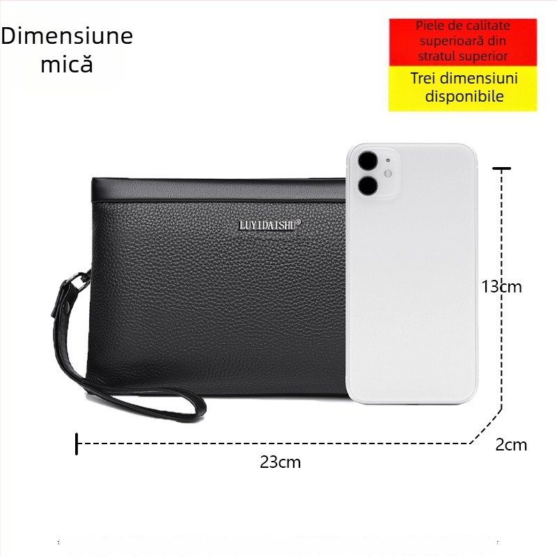 Geantă clutch pentru bărbați din piele de vițel, piele naturală, stil business elit