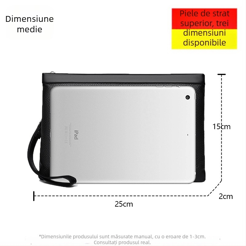 Geantă clutch pentru bărbați din piele de vițel, piele naturală, stil business elit