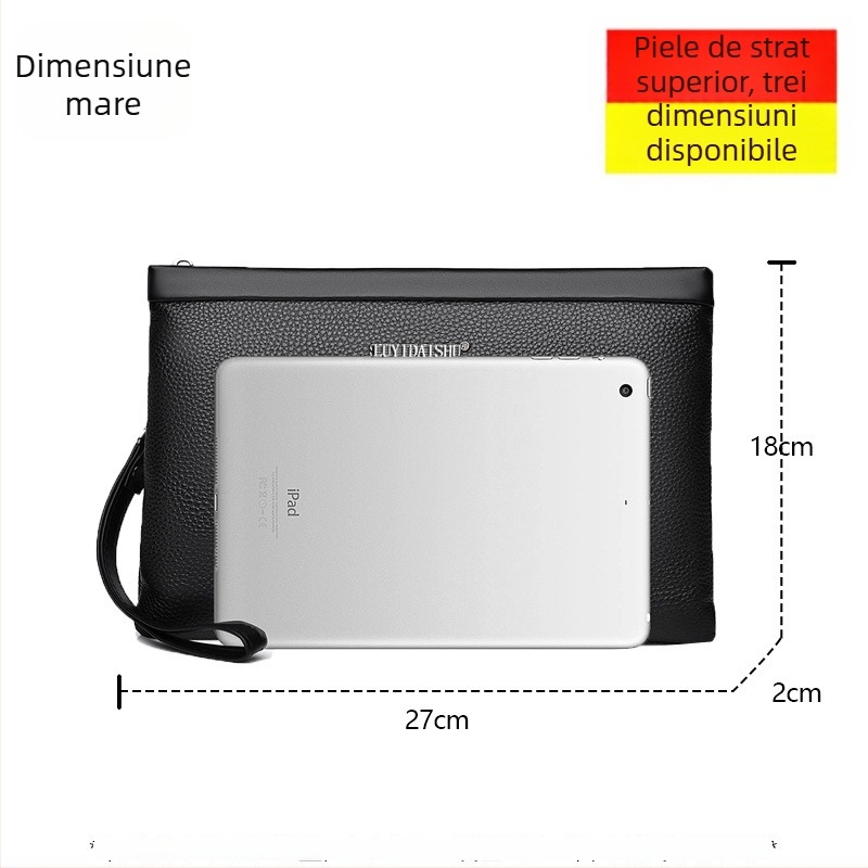 Geantă clutch pentru bărbați din piele de vițel, piele naturală, stil business elit