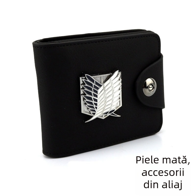 Portofel din piele PU, model anime, căptușeală din piele, ultraușor, pentru uz zilnic