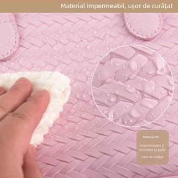 Geantă de machiaj PU cu model mori de vânt, portabilă, organizator de călătorie minimalist, capacitate mare pentru produse de îngrijire