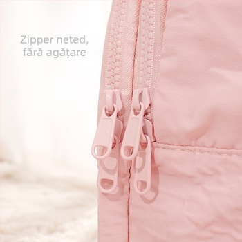 Geantă de machiaj cu deschidere dublă, capacitate mare, design pufos pentru femei – Primăvara 2025