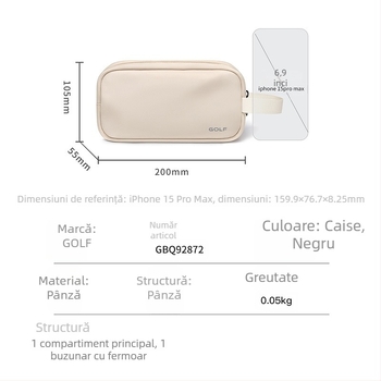 Geantă de machiaj GOLF, capacitate mare, unisex, din pânză, cu model litere, pentru călătorii