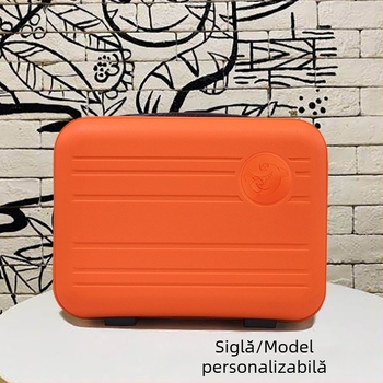Geantă cosmetică pentru bagaj de mână, plastic, roți universale, fermoar, model dungat, stil stradal