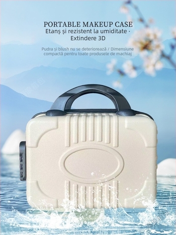 Cutie portabilă pentru depozitare cosmetice, PP material, deschidere cu fermoar, roți de tip avion, funcție de extindere, încuietoare cu combinație standard, pentru călătorii de afaceri