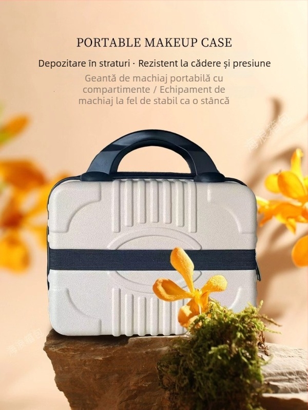 Cutie portabilă pentru depozitare cosmetice, PP material, deschidere cu fermoar, roți de tip avion, funcție de extindere, încuietoare cu combinație standard, pentru călătorii de afaceri
