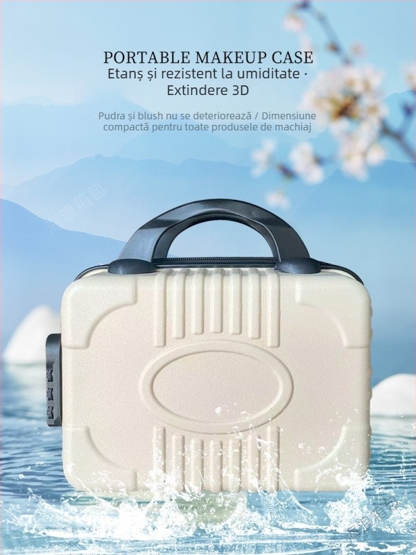 Cutie portabilă pentru depozitare cosmetice, PP material, deschidere cu fermoar, roți de tip avion, funcție de extindere, încuietoare cu combinație standard, pentru călătorii de afaceri
