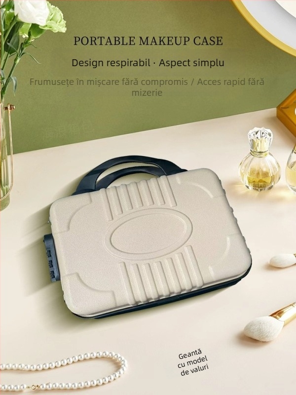 Cutie portabilă pentru depozitare cosmetice, PP material, deschidere cu fermoar, roți de tip avion, funcție de extindere, încuietoare cu combinație standard, pentru călătorii de afaceri