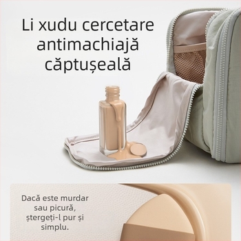 Geantă cosmetică pentru femei, ușoară, cu capacitate extensibilă, exterior din nailon, căptușeală din poliester, lansare vară 2025.
