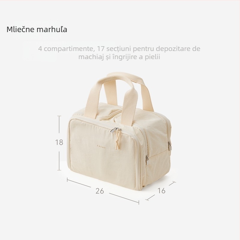 Geantă cosmetică pentru femei, ușoară, cu capacitate extensibilă, exterior din nailon, căptușeală din poliester, lansare vară 2025.