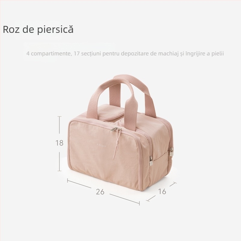 Geantă cosmetică pentru femei, ușoară, cu capacitate extensibilă, exterior din nailon, căptușeală din poliester, lansare vară 2025.