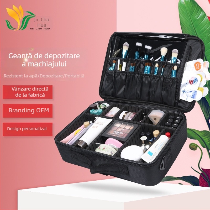 Geantă cosmetică portabilă profesională pentru unelte de tatuaj și depozitare gene, formă cub, material Oxford, căptușeală 420D, stil neutru, pentru depozitare în dormitor