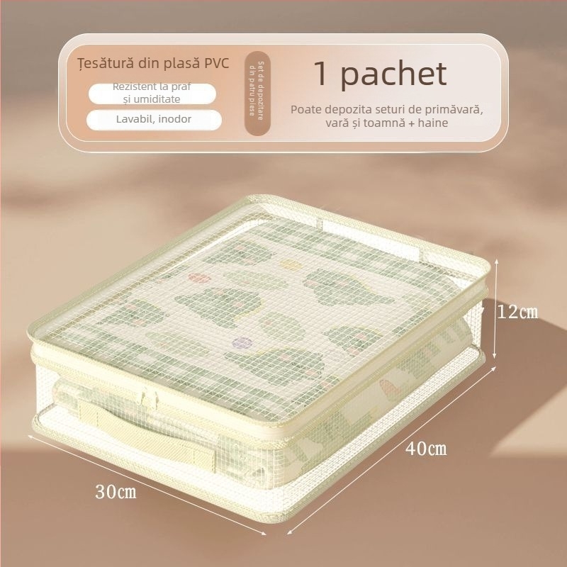 Set de 4 saci de depozitare pentru cuverturi, formă cubică, PVC, multifuncțional, stil modern simplu