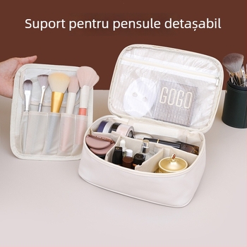 Geantă pentru cosmetică, material PU, formă cubică, multifuncțională pentru călătorii – organizator machiaj și îngrijire