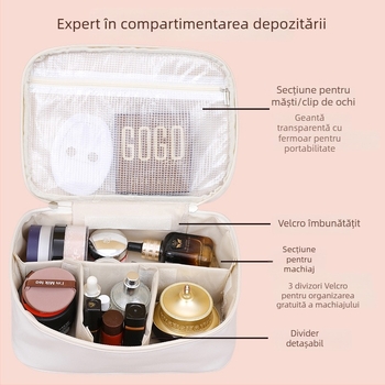 Geantă pentru cosmetică, material PU, formă cubică, multifuncțională pentru călătorii – organizator machiaj și îngrijire