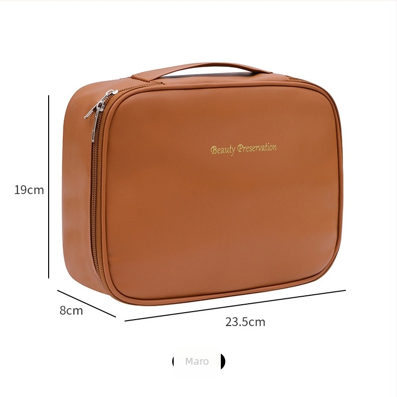 Geantă pentru cosmetică, material PU, formă cubică, multifuncțională pentru călătorii – organizator machiaj și îngrijire