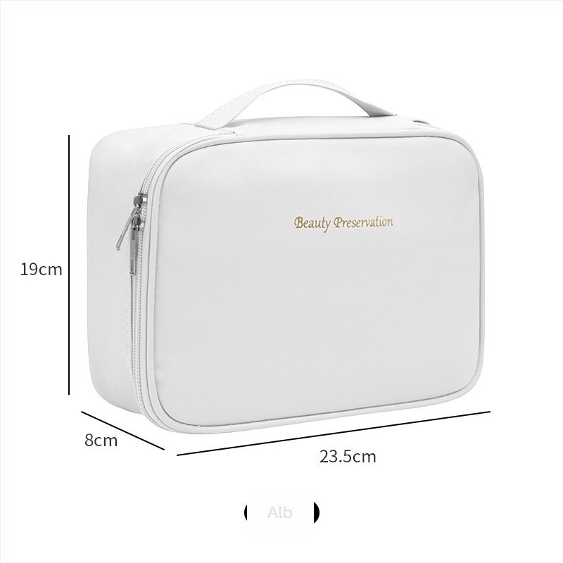 Geantă pentru cosmetică, material PU, formă cubică, multifuncțională pentru călătorii – organizator machiaj și îngrijire