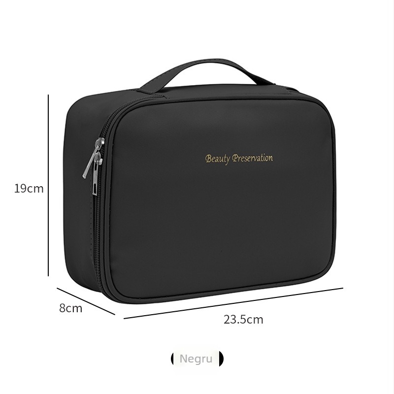 Geantă pentru cosmetică, material PU, formă cubică, multifuncțională pentru călătorii – organizator machiaj și îngrijire