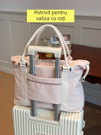 Geantă de voiaj pentru timpul liber, cu capacitate mare, din nylon, impermeabilă, căptușeală poliester, model solid (Material: Nylon; Impermeabil; Căptușeală: Poliester; Model: Solid color; Stil: Voiaj de relaxare)