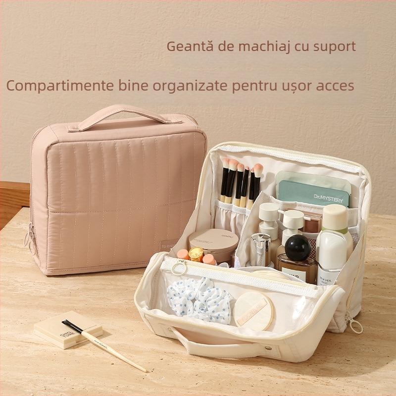 Geantă de cosmetică cu capacitate mare, verticală portabilă (verticală portabilă; cubică; poliester; impermeabilă; sta în picioare)