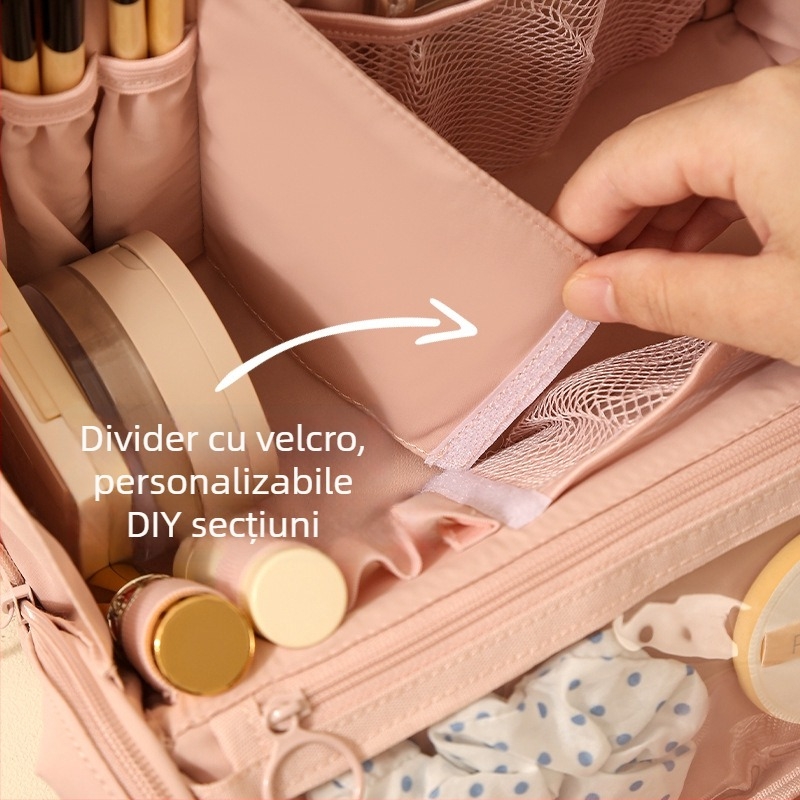 Geantă de cosmetică cu capacitate mare, verticală portabilă (verticală portabilă; cubică; poliester; impermeabilă; sta în picioare)