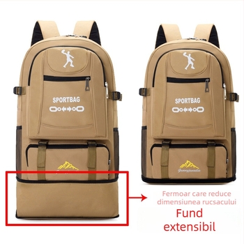 Rucsac 56-75L, din Oxford, respirabil și durabil, căptușeală poliester, potrivit pentru drumeții în aer liber
