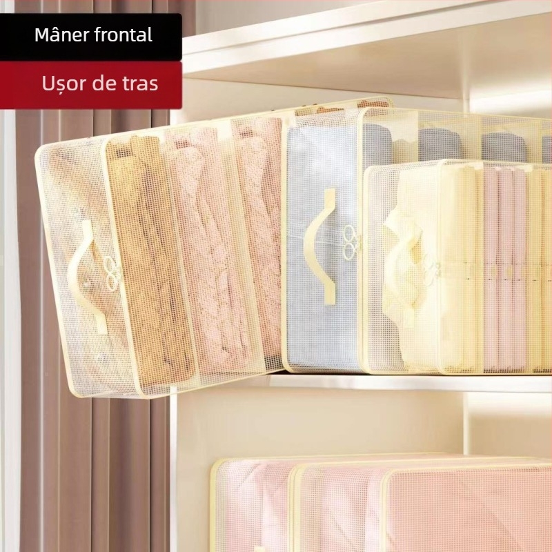 Set de 4 sacoșe de depozitare din plasă pentru haine – organizator cubic pentru garderobă și dormitor, utilizare multiplă