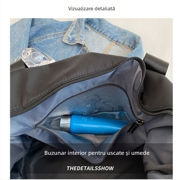 Geantă de voiaj 20–35L, din pânză Oxford, impermeabilă și respirabilă, separare umed-uscat, model geometric, stil urban minimalist, unisex