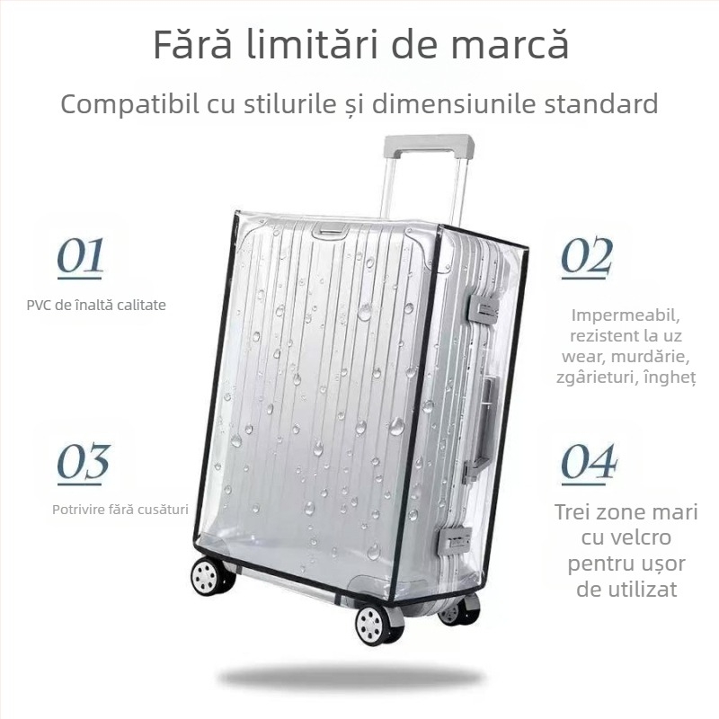Husă transparentă pentru bagaje din PVC, cu căptușeală EVA; impermeabilă, antibacteriană, rezistentă la uzură