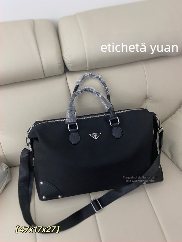 Set de trei genți de călătorie din nylon cu siglă triunghi, rezistent la uzură, unisex, căptușeală din nylon, pentru călătorii de agrement