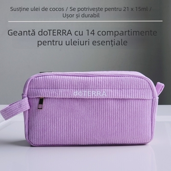Dotteri Geantă de stocare a uleiurilor esențiale cu divizor de 14 compartimente, corduroy, geantă de mână, model 24617, pentru călătorii