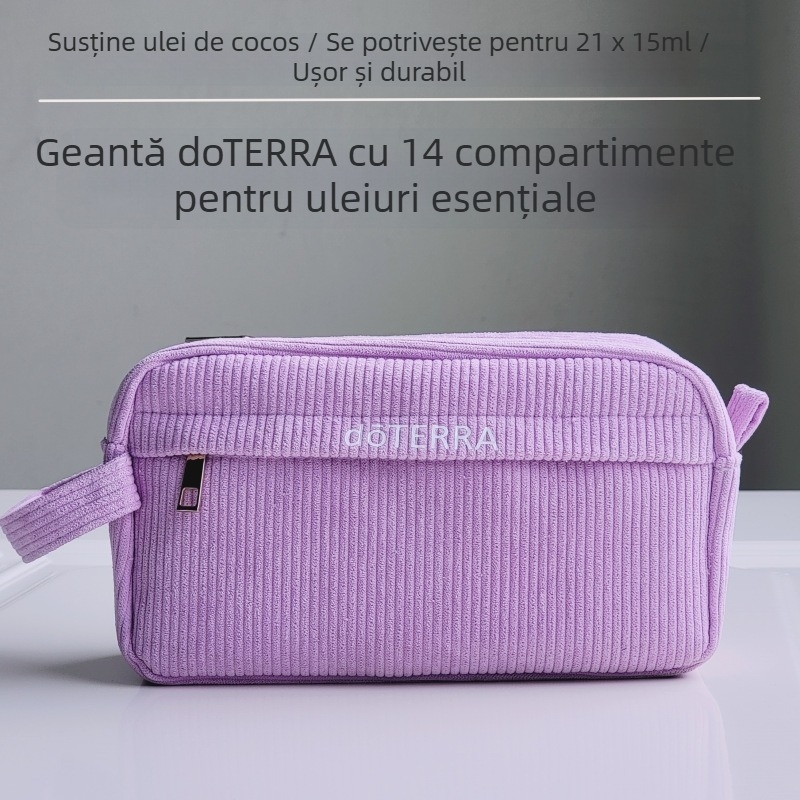Dotteri Geantă de stocare a uleiurilor esențiale cu divizor de 14 compartimente, corduroy, geantă de mână, model 24617, pentru călătorii
