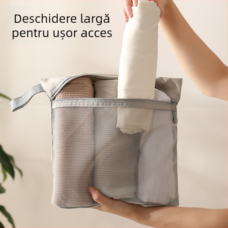 FaSoLa Geantă de toaletă portabilă pentru călătorii, cu compartimente din plasă, formă cubică, multifuncțională, capacitate mare