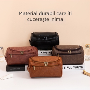 Geantă de toalete cu design atârnat, formă cub, material PU, multifuncțională, pentru călătorii