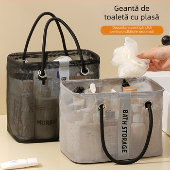 Geantă de toaletă, formă cub, plasă din plastic, respirabilă, model 01B1563