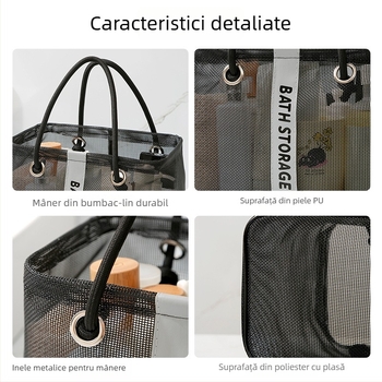 Geantă de toaletă, formă cub, plasă din plastic, respirabilă, model 01B1563