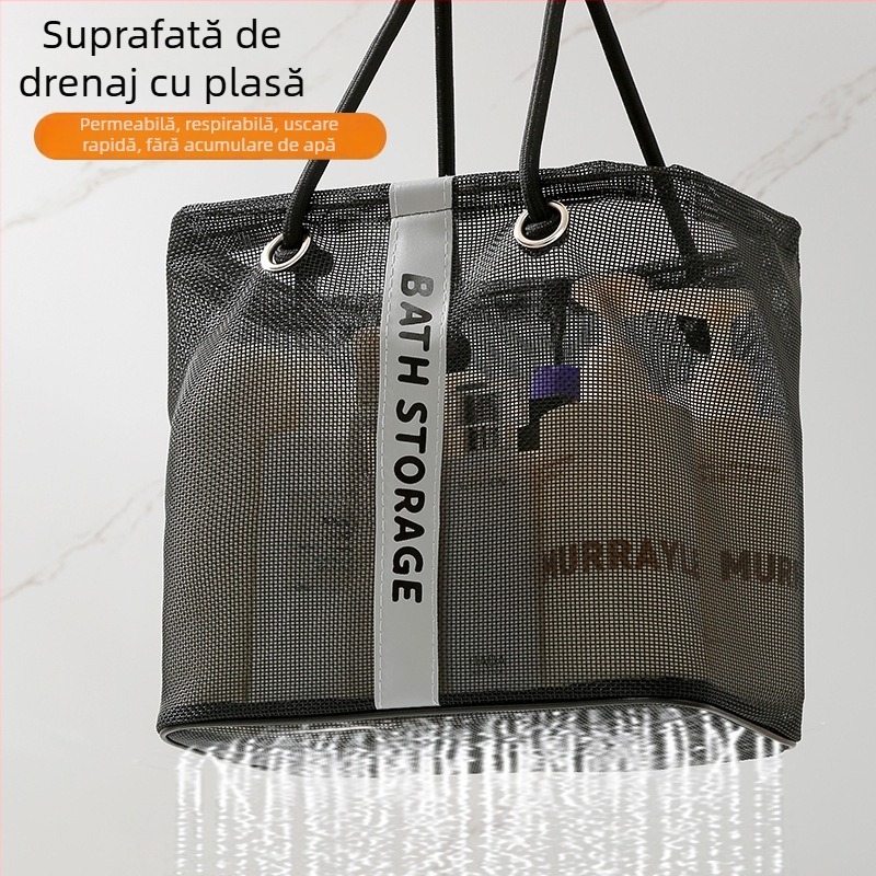 Geantă de toaletă, formă cub, plasă din plastic, respirabilă, model 01B1563