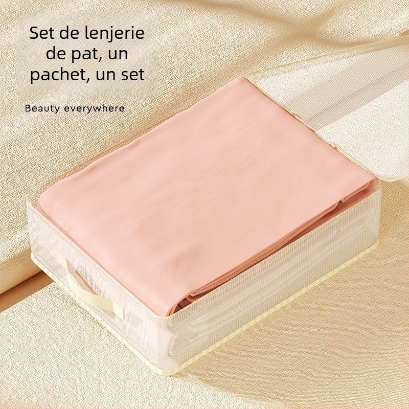 Set de patru pungi de depozitare respirante pentru dormitor, formă cubică, PVC, model Wx-004