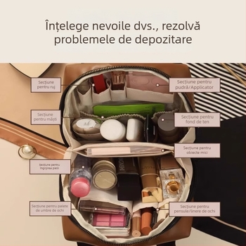 Geantă de cosmetice Sugar cube, PU, formă cubică, impermeabilă, ultra-ușoară, cu compartimente pentru capacitate mare, pentru călătorii
