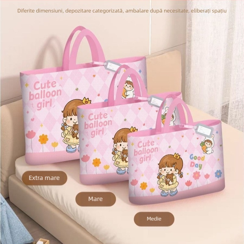 Geantă de depozitare pentru cuverturi pentru grădiniță cu fermoar dublu, din Oxford, multifuncțională pentru lenjerie, cuverturi și haine