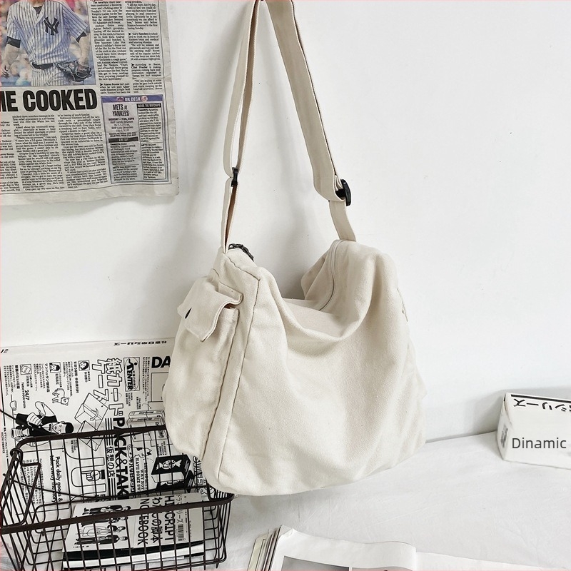 Geantă din pânză în stil Boston, crossbody cu fermoar, formă orizontală pătrată, buzunar pentru telefon