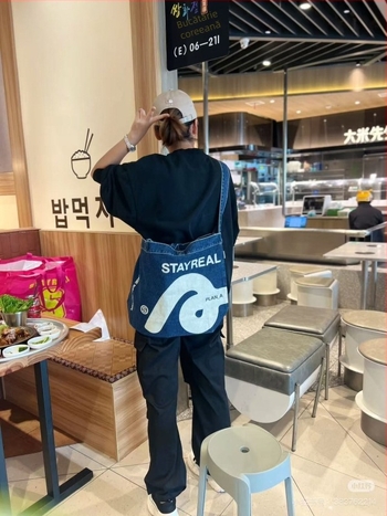 Ilier Geantă Denim pentru navetă - stilul stradal, fermoar, fără căptușeală, buzunar pentru telefon și carte de identitate