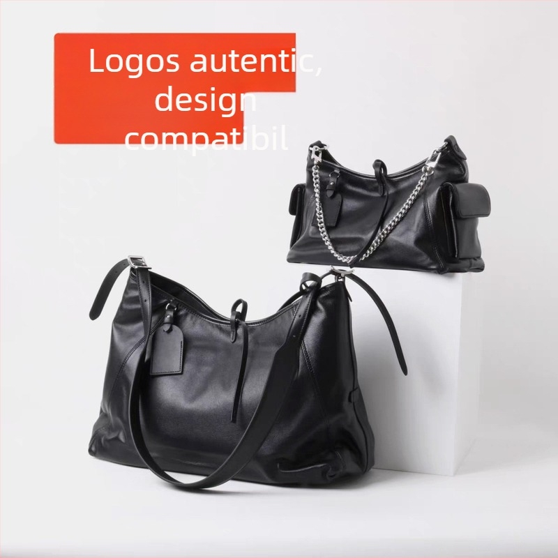 Geantă carryall pentru motocicletă din piele naturală, formă orizontală pătrată cu capac, închidere cu șnur, curele duble pentru umeri, buzunar interior cu fermoar și buzunar pentru act, pentru uz zilnic.