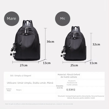 Rucsac de călătorie, stil urban minimalist, material Oxford, capacitate mare, închidere cu fermoar, căptușeală poliester, impermeabil și rezistent la uzură, buzunare interioare: buzunar ascuns cu fermoar, buzunar pentru telefon, buzunar pentru card de iden