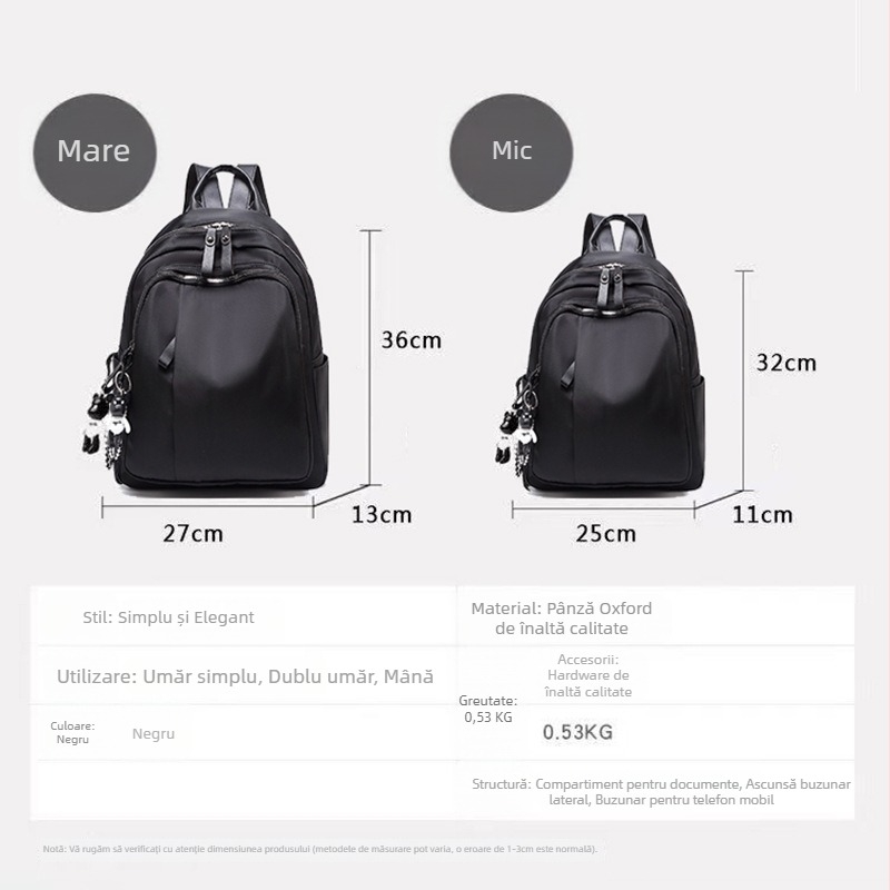 Rucsac de călătorie, stil urban minimalist, material Oxford, capacitate mare, închidere cu fermoar, căptușeală poliester, impermeabil și rezistent la uzură, buzunare interioare: buzunar ascuns cu fermoar, buzunar pentru telefon, buzunar pentru card de iden